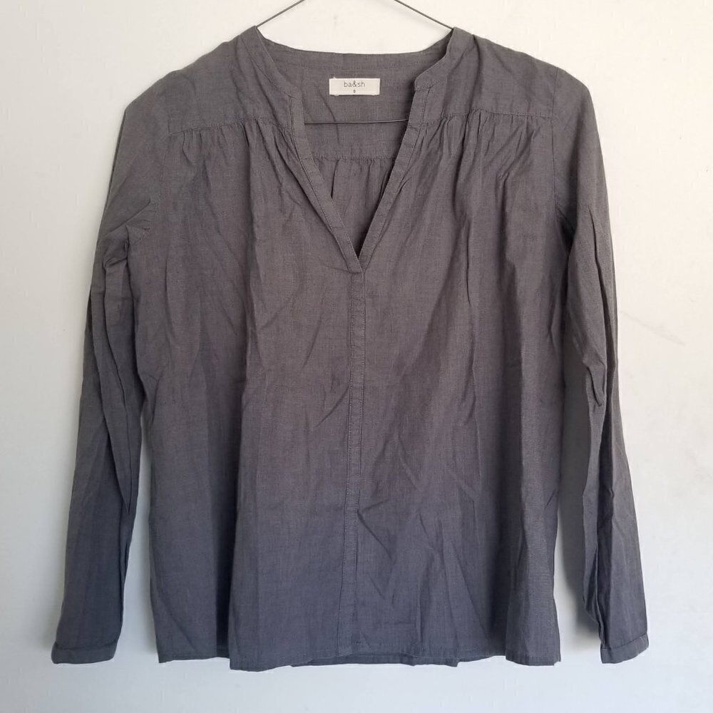 ba&sh Argentine Long Sleeve V-Neck Cotton Top Sz 0